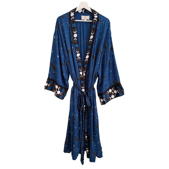 Printfresh Eco Satin Robe Bats and Moon Evening Flight RARE Size L/XL - Picture 3 of 11